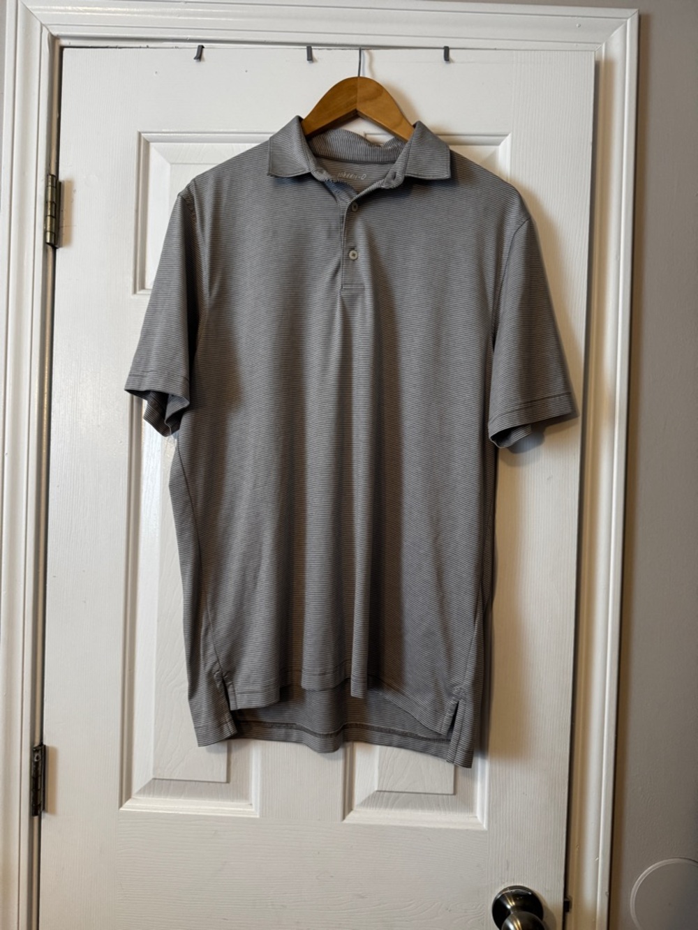 johnnie-O Men's Size Medium Striped Polo with Logo on Sleeve